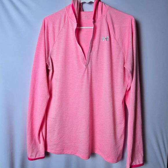 Under Armour Women's Hooded Sweatshirt Medium‎ Pink Long Sleeve 100% Polyester - Picture 16 of 16